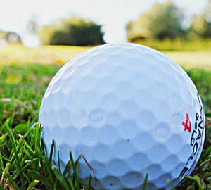 There is “Fun”. close up of golf ball