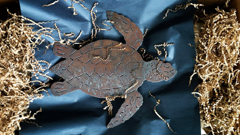 Unique Gifts from Daufuskie Island. turtle cut out of iron
