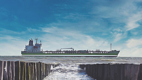 Coastal Shipping Lanes Around Daufuskie Island. a cargo ship in the ocean