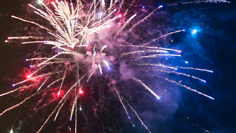 Watching 4th of July Fireworks on Daufuskie Island, SC. red white and blue fireworks