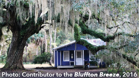 Movie Filmed on Daufuskie Island on Hulu. a blue house under a tree